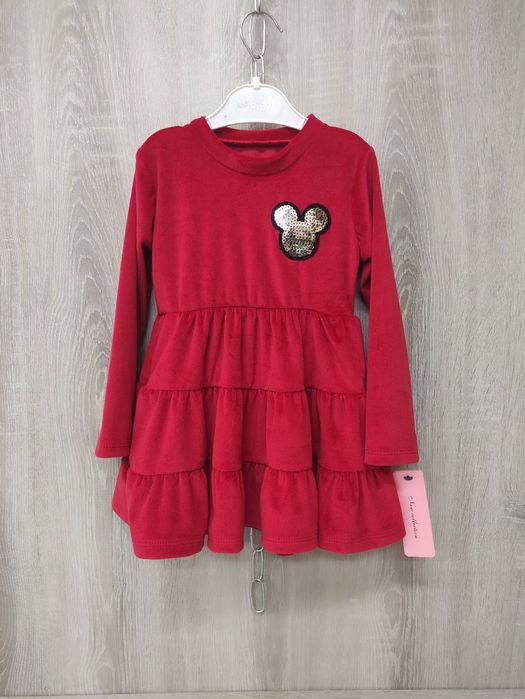 Sukienka Minnie welurowa 92/98 (3A) nowa, czerwona cekiny