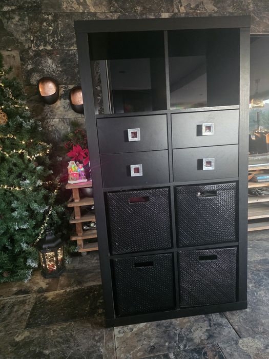 Estrutura Movel Kalax da Ikea preto castanho 8 divisórias com 4 gavetas  e 4 cestos e