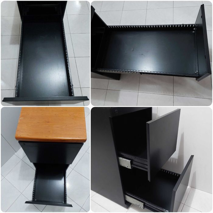 Módulo / Bloco Garaveta metal com chave tampo madeira Tem rodízios