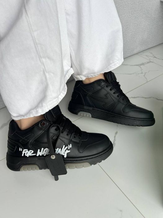 Кросівки Off-White Out of Office Black White For Чорні шкіряні