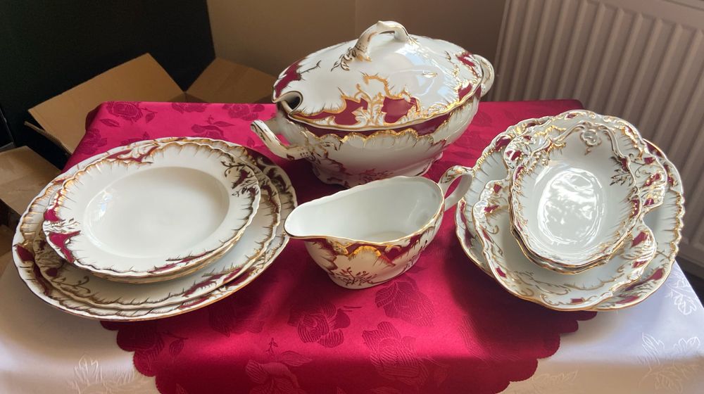 Serwis obiadowy 12os/43el porcelana Ćmielów Rococo 0040 Złoto Purpura