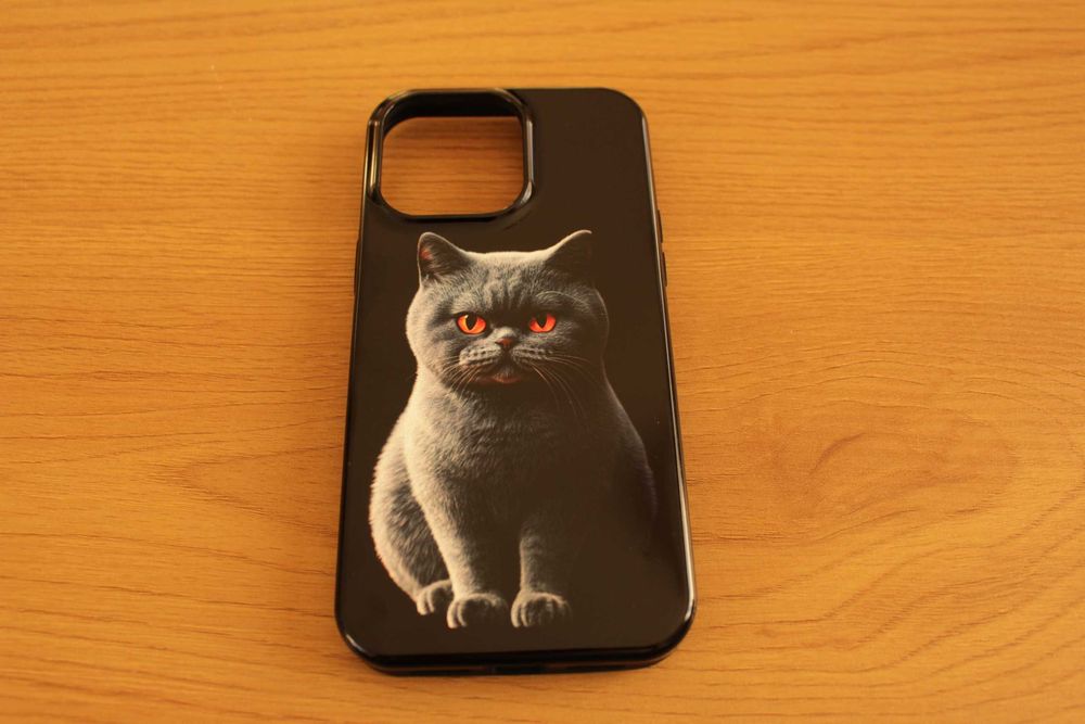 Etui pokrowiec do iPhone 14 Max Pro czarny z motywem kota
