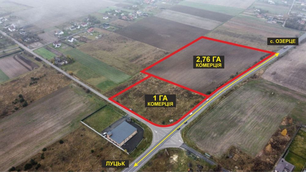 Фасадна земельна ділянка 3,75га комерційного призначення