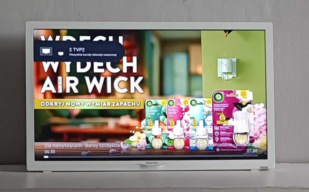 24 Cali Telewizor PHILIPS LED Biały DVB-T2 Hevc + Hdmi + Upominek +