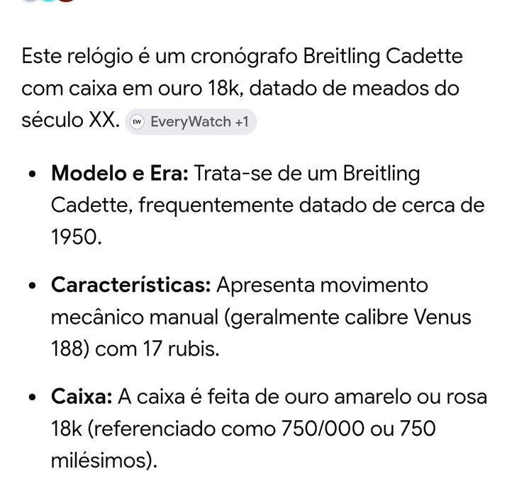 Relógio Breitling Cadete caixa em Ouro