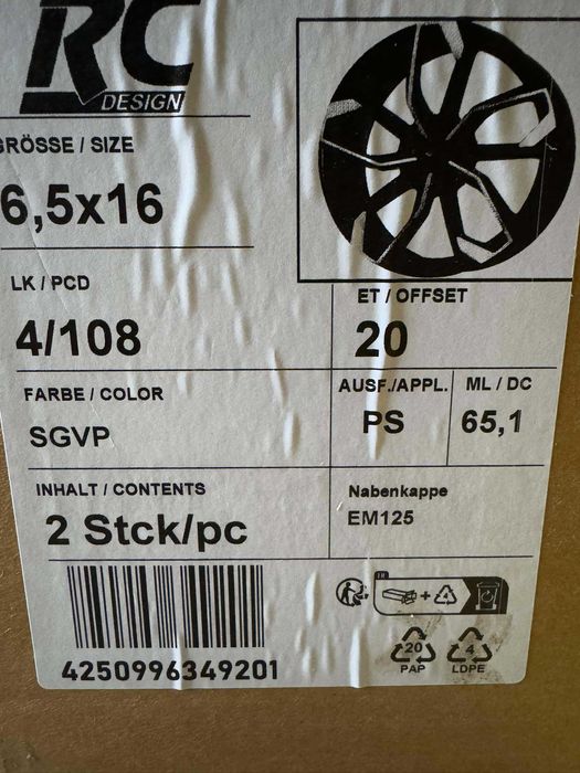 Alufelgi 4x108 r16 CITROEN NOWE! C2 C3 C4 C5 DS3 DS4 Berlingo 202#