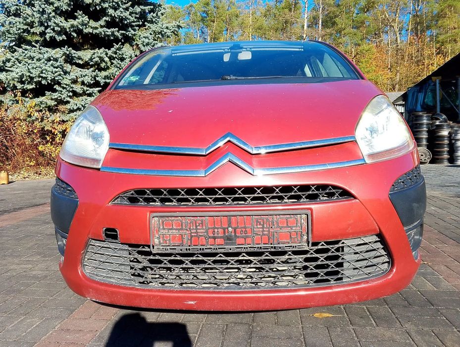 KOMPLETNY PRZÓD Citroen C4 Picasso I Przed Lift (06-10r.) EKQ - WICKED RED kolor lakier czerwony MASKA LAMPA prawa lewa ZDERZAK BŁOTNIK GRILL ATRAPA PAS PRZEDNI WZMOCNIENIE CZOŁOWE CHŁODNICA HALOGEN do założenia bez malowania