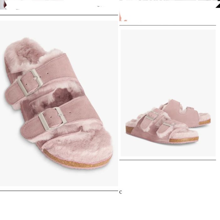 Шлёпанцы слайдеры из меха и замши John Lewis birkenstock