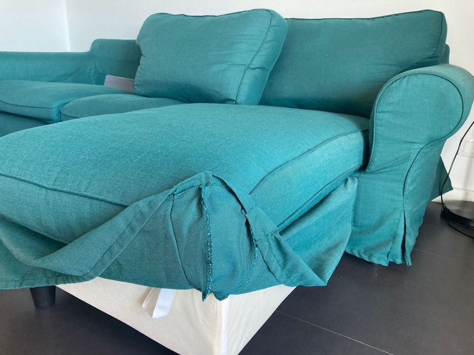 EKTORP IKEA -  Sofá 3 lugares c/chaise longue, turquesa escuro