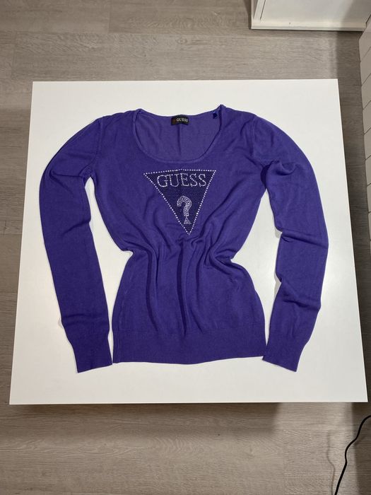 Damska Bluzka GUESS Fioletowa Modna Klasyczny Sweter Premium Vintage S