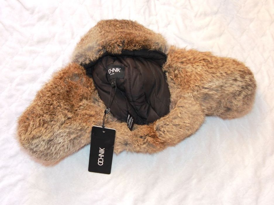 OCHNIK czapka Kamczatka męska czarna futerko królik futrzana skóra