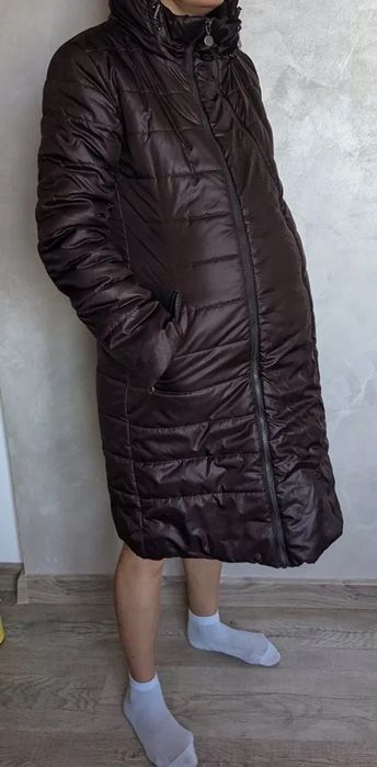 Пальто еврозима фирмы “I love mum”+ джинсовый комбинезон