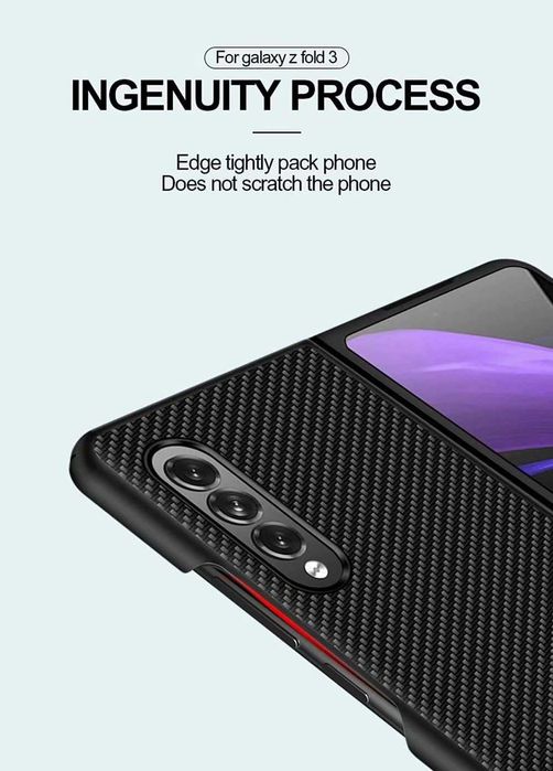 FTRONGRT etui do Samsung Galaxy Z Fold 3 pancerne mocne czarne carbon