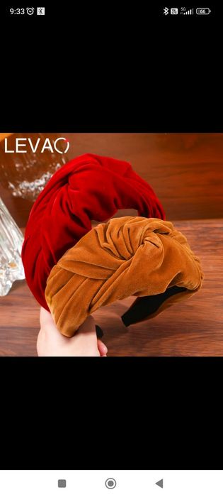 Opaska na głowę włosy szeroka węzeł welurowa 7 cm bordo lub czarna