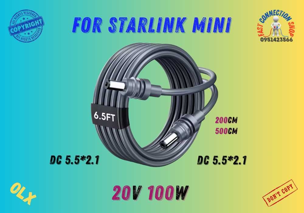 Адаптер живлення Starlink mini USB Type-c to DC 5.5 2.1 (100W) (0453)