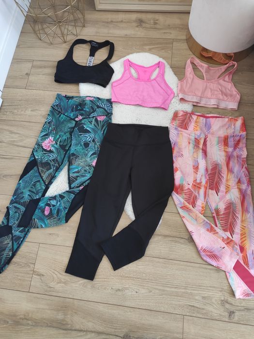 Zestaw ubrań sportowych Bershka H&M legginsy top