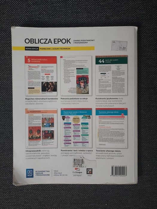 Język Polski. Oblicza Epok 1.1. Podręcznik Liceum i technikum. WSiP