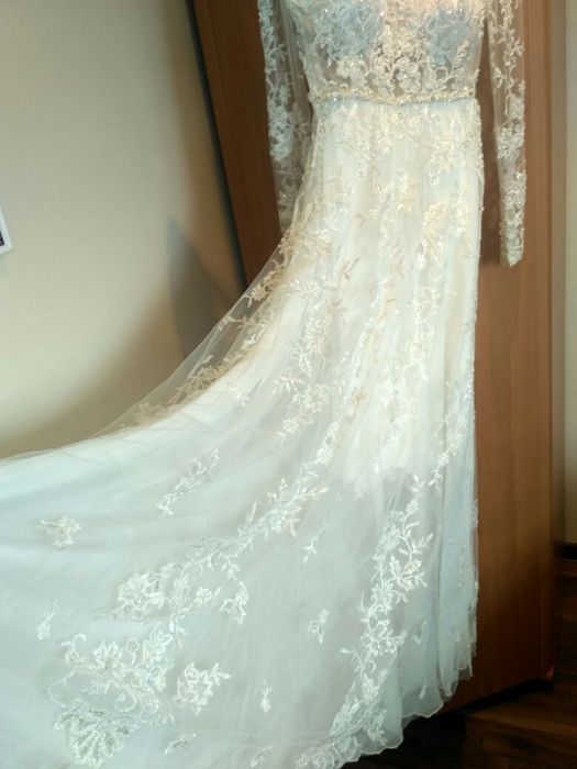 Suknia ślubna zwiewna kryształki 34/36