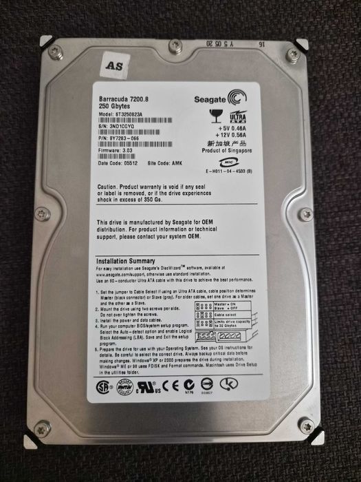 Dysk twardy Seagate Barracuda 7200.8 250gb ata 3.5" do starych pc