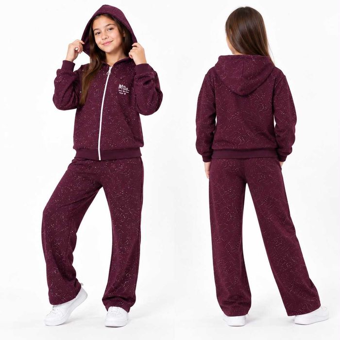 Dres dziewczęcy bordo w drobinki 116
