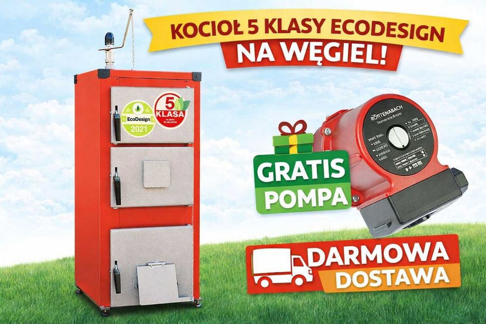 Piec na węgiel Kocioł 5klasa 13kw do 160m2 Pompa Gratis DOSTAWA 0ZŁ