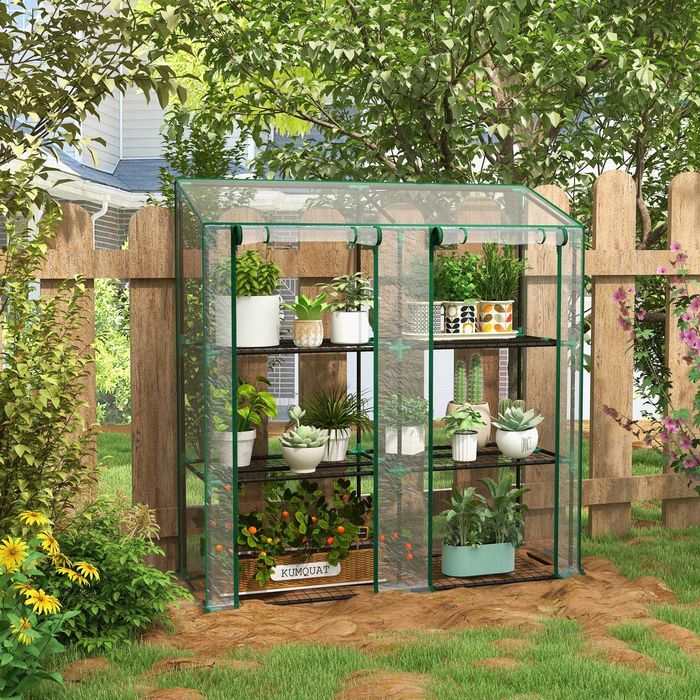 Estufa compacta para terraço com 6 prateleiras transparente