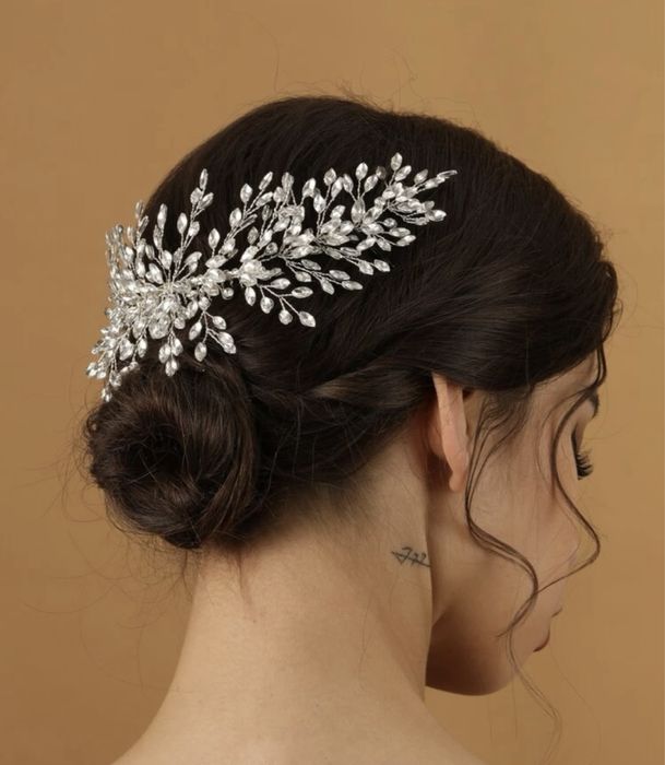 Duża ozdoba do włosów kryształki ślub