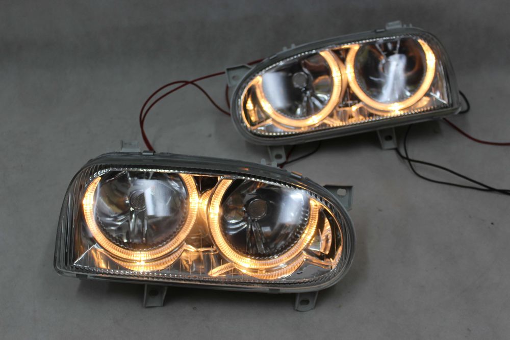 Lampy przednie przód VW GOLF 3 III 91-97 ANGEL EYES RINGI BLACK Czarne