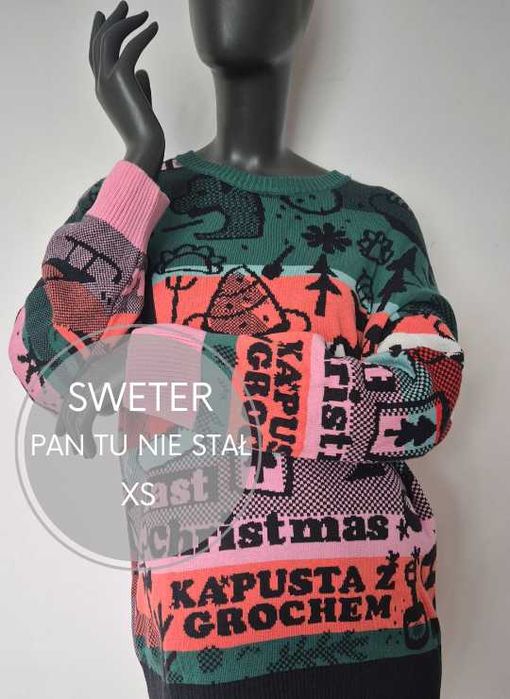 NOWY sweter unisex świąteczny groch z kapustą pierogi XS PTNS