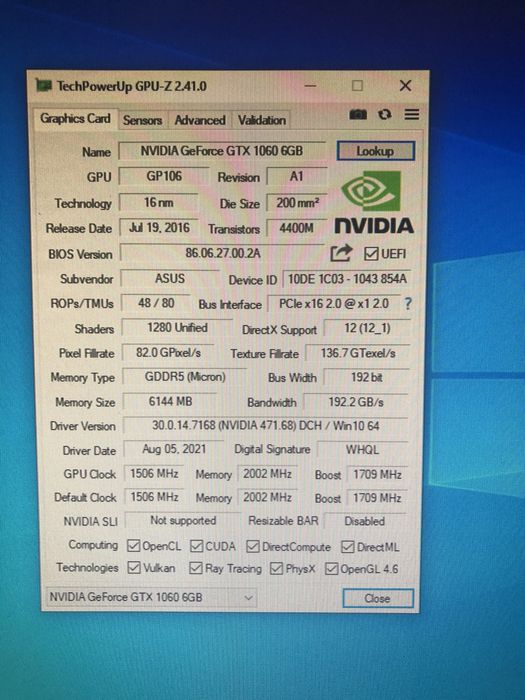 Видеокарта ASUS STRIX GAMING GTX 1060 6 GB