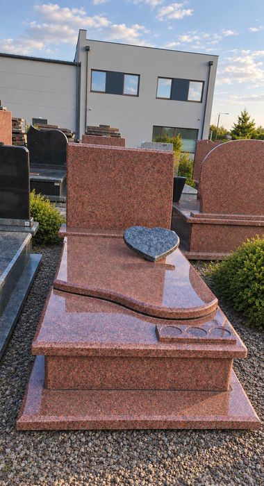 Pomnik, nagrobek granitowy pojedynczy Imperial Red, wymiary Warszawskie 250x120
