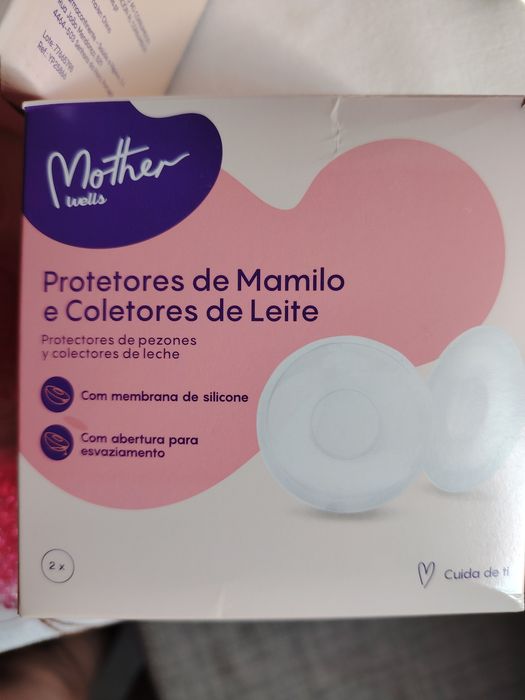 Coletor de leite e almofadas térmicas