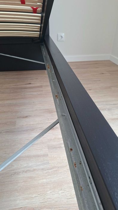 Cama de casal 160x200 cm Ikea Malm preta com estrado