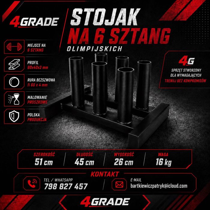 Stojak na 6 sztang olimpijskich 4GRADE fi 50 stojak na sztangi