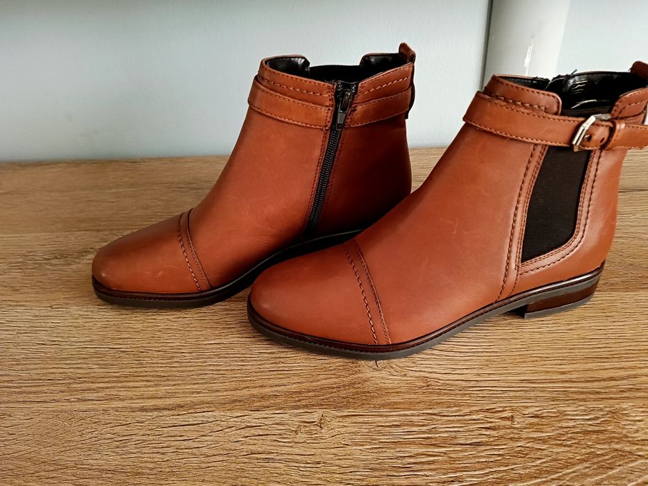Nowe skórzane sztyblety, botki roz 38, 24.5 cm