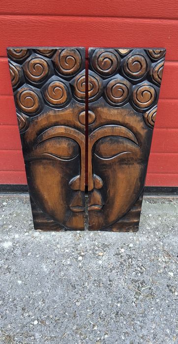 Conjunto de 2 Quadros Buda Oriental Artesanal