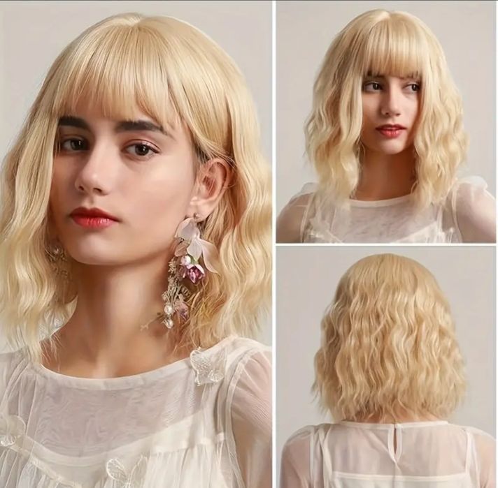 Peruka włosy falowane blond