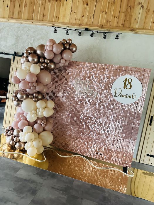 Dekoracja cekinowa ścianka balonowa