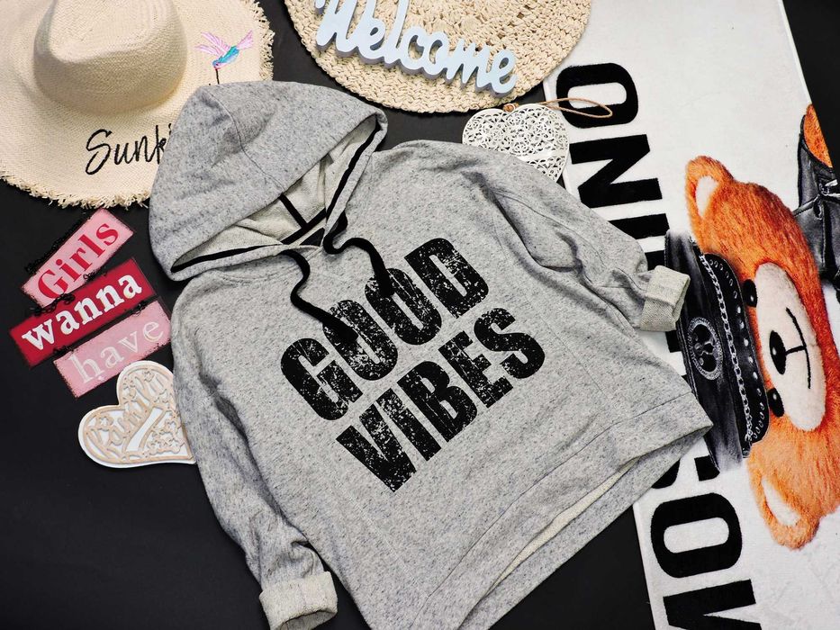 Reserved Bluza overszie good vibes kaptur S