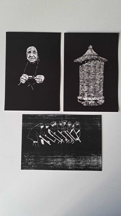 Colecção prints postais tradições Norte de Portugal Soajo arte gravura