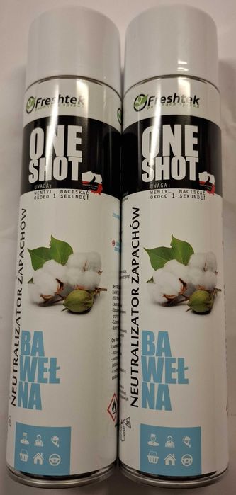 2 szt. odświeżacz powietrza spray One Shot Freshtek 600 ml Bawełna