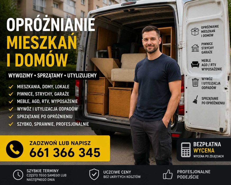 Opróżnianie mieszkań i domów – wywóz mebli, piwnic, strychów- profesionalnie, szybko
