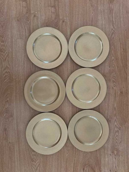 Złote talerze podtalerze brokatowe