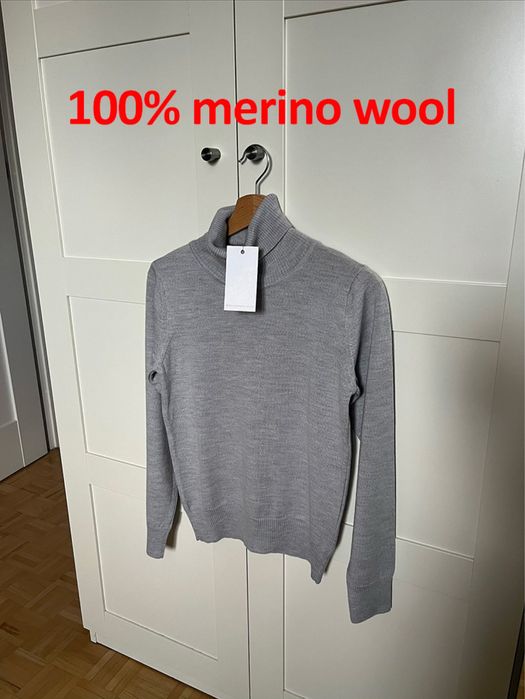 Monika Kamińska Golf Daisy szary melanż wełna merino 100% wool rozm. S