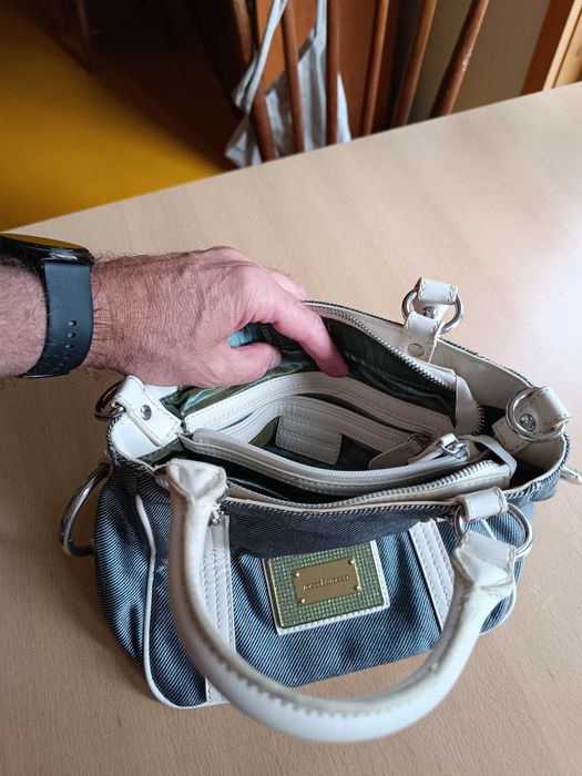 Carteira de senhora RoccoBarocco azul e pérola