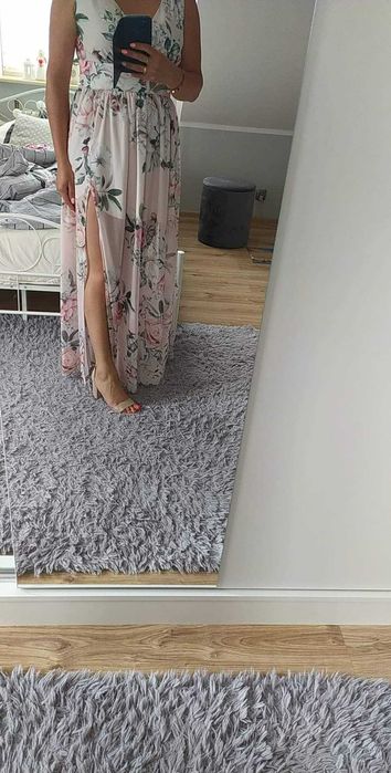 Sukienka długa maxi, kwiaty