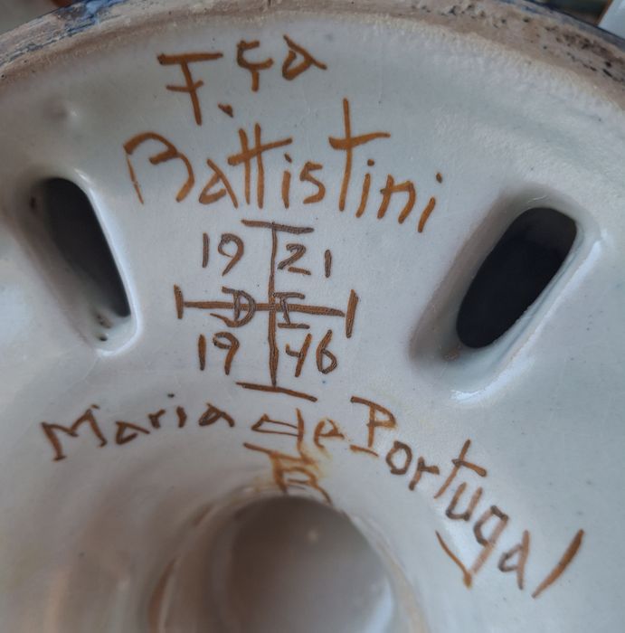 Candelabro Comemorativo de 1946 Faiança Battistini (Maria de Portugal)