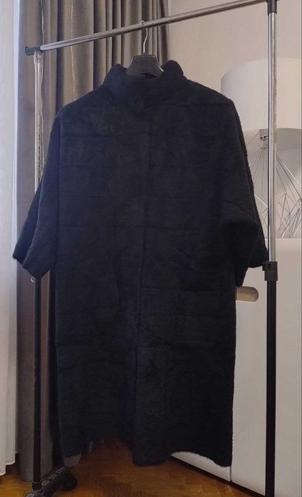 Женский теплый кардиган пальто альпака воротник стойка