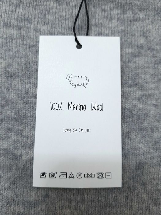 Sweter damski półgolf szary jasnoszary 100% wełna merino