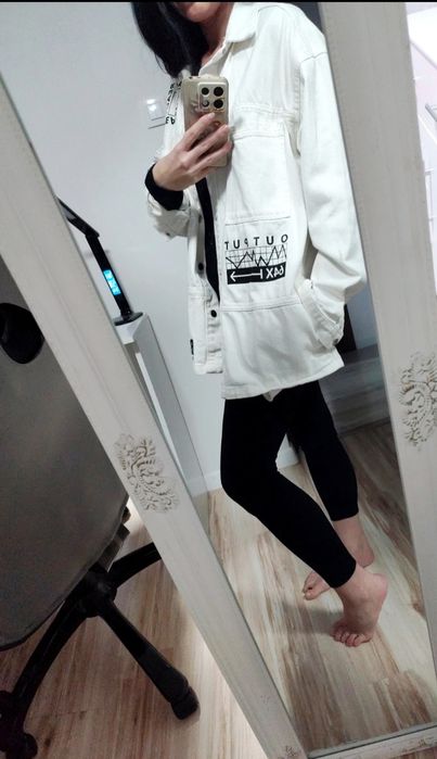 Biała jeansowa katana oversize y2k style vintage coquet must have